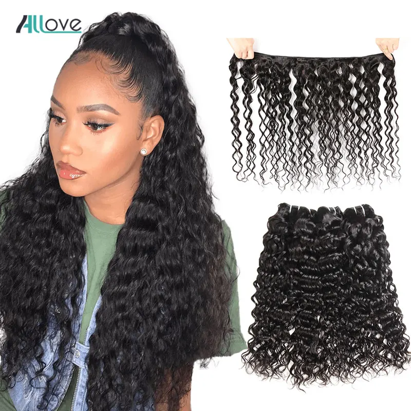 Allove перуанские волнистые пучки волос 100% искусственных пряди ков неповрежденные