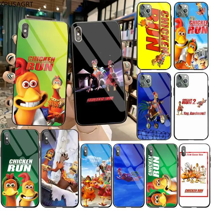 

KPUSAGRT Chicken Run Phone Case Tempered Glass For iPhone 11 Pro XR XS MAX 8 X 7 6S 6 Plus SE 2020 case