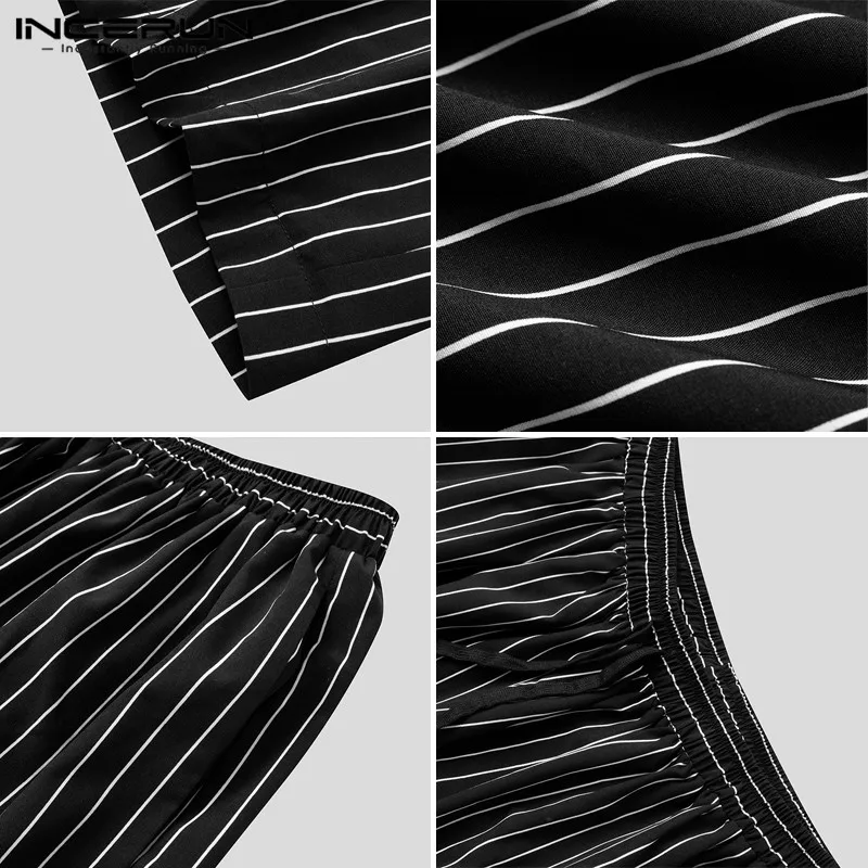 

INCERUN Fashion Men Striped Pants 2021 Baggy Personality Joggers Streetwear Wide Leg Trousers Leisure Chic Drop Crotch Pants Men