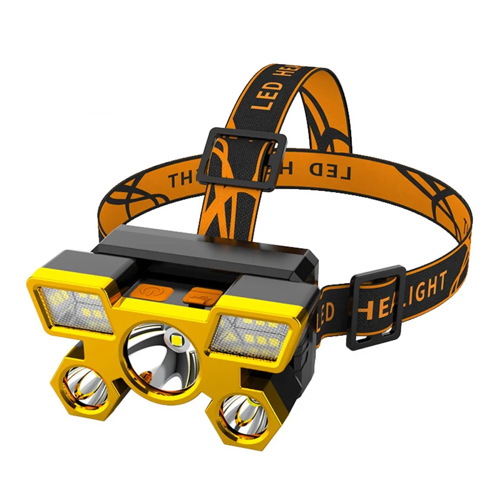 

5 LED Super Bright Flashlight Headlamp Waterproof USB Rechargable Headlight 4 Modes Outdoor Camping Fishing Head Torch Light