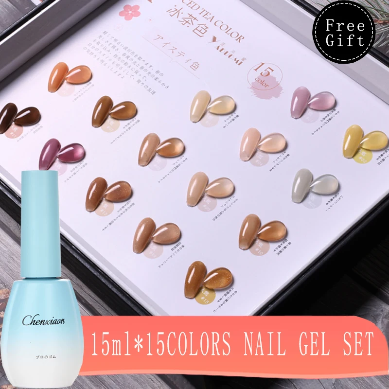 15ML 15 Colors Gel Nail Polish Color varnish Soak Off UV Varnish Base Coat No Wipe Set | Красота и здоровье