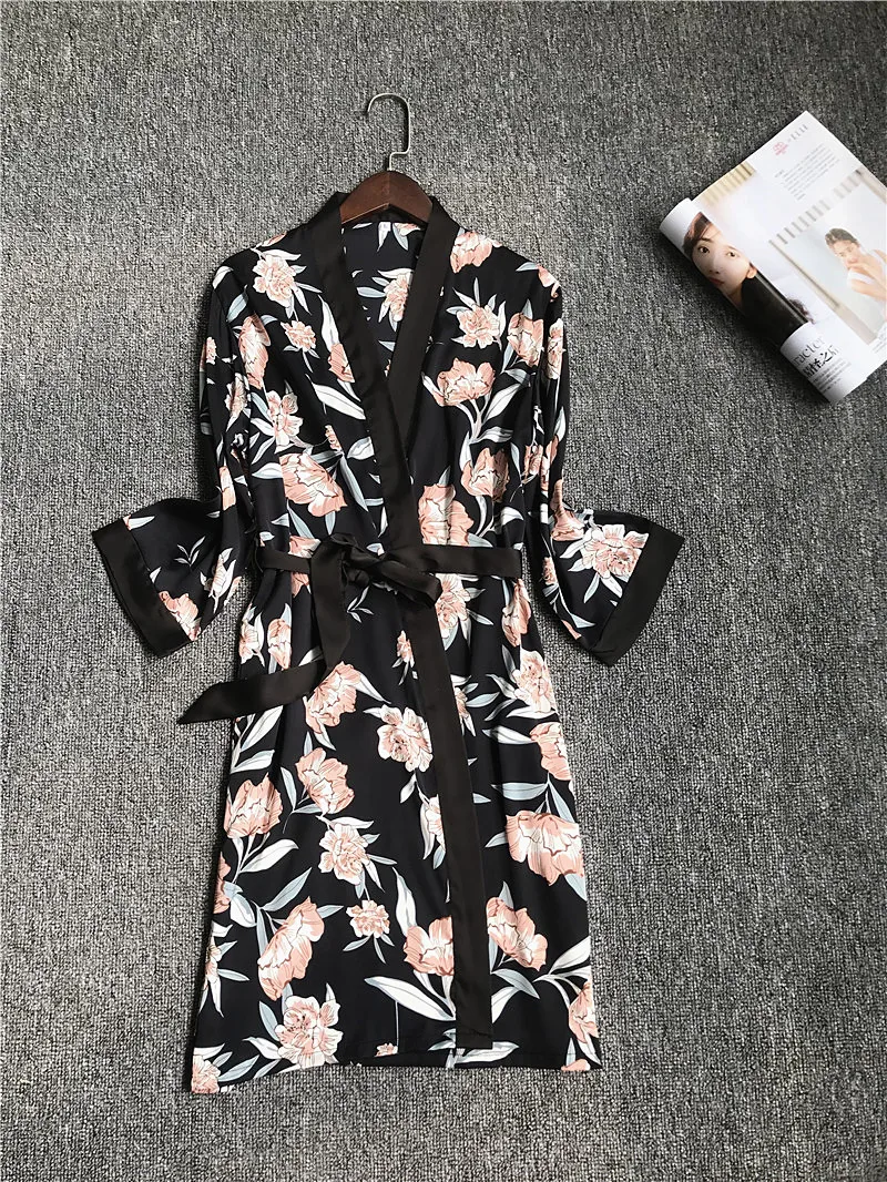 Женское кимоно с v образным вырезом ночная рубашка на весну и лето|Халаты| |