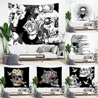 black white skull brushed hanging cloth custom bedside background cloth room bedroom decoration cloth household items tapestry