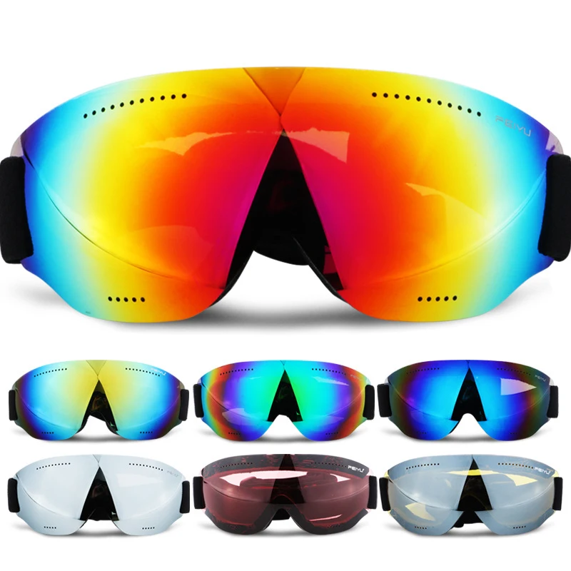 

Ski Goggles Anti-UV Single Layer Lens Large Spherical Snowboard Goggles Skiing Glasses Eyewear For Adult Children Climbing /50