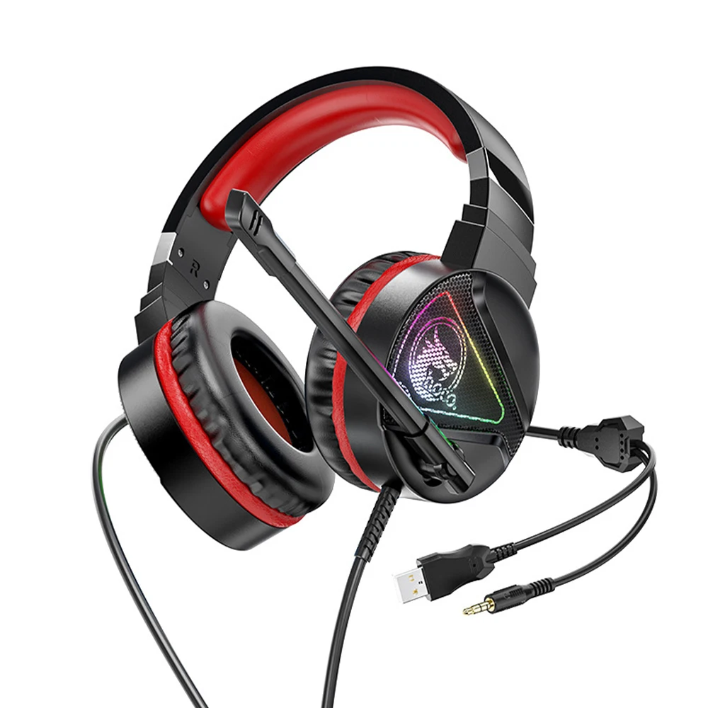 

HOCO W104 Gaming Headphones LED Light Wired Headset with Microphone Stereo Sound Earphones for Laptop/PC Tablet Gamer