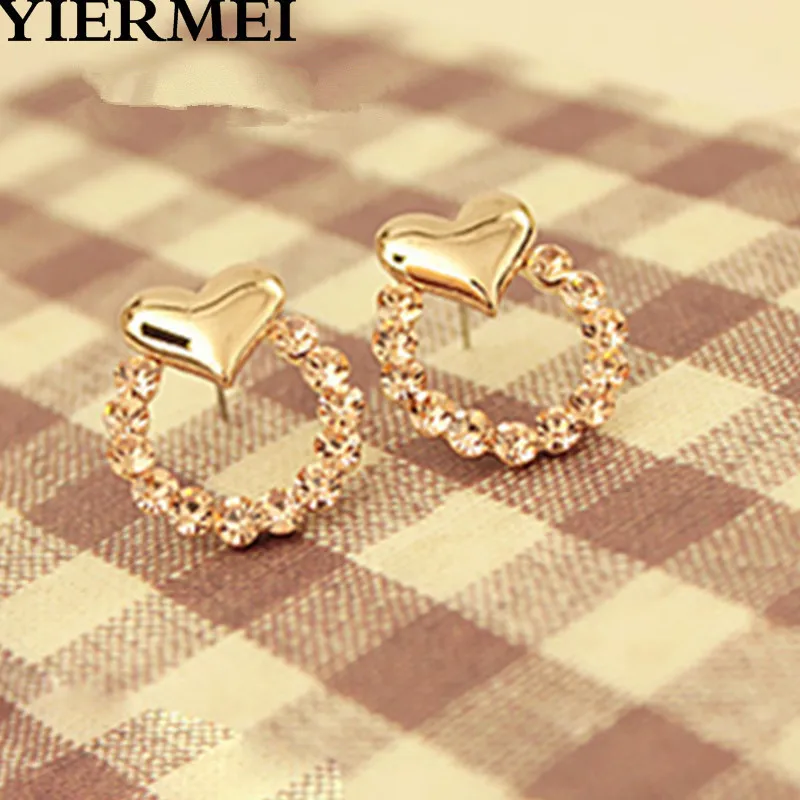 

Classic Fashion Crystal Heart-shaped Stud Earrings for Women Girls Simulation Pearl Earrings Wedding Party Jewelry
