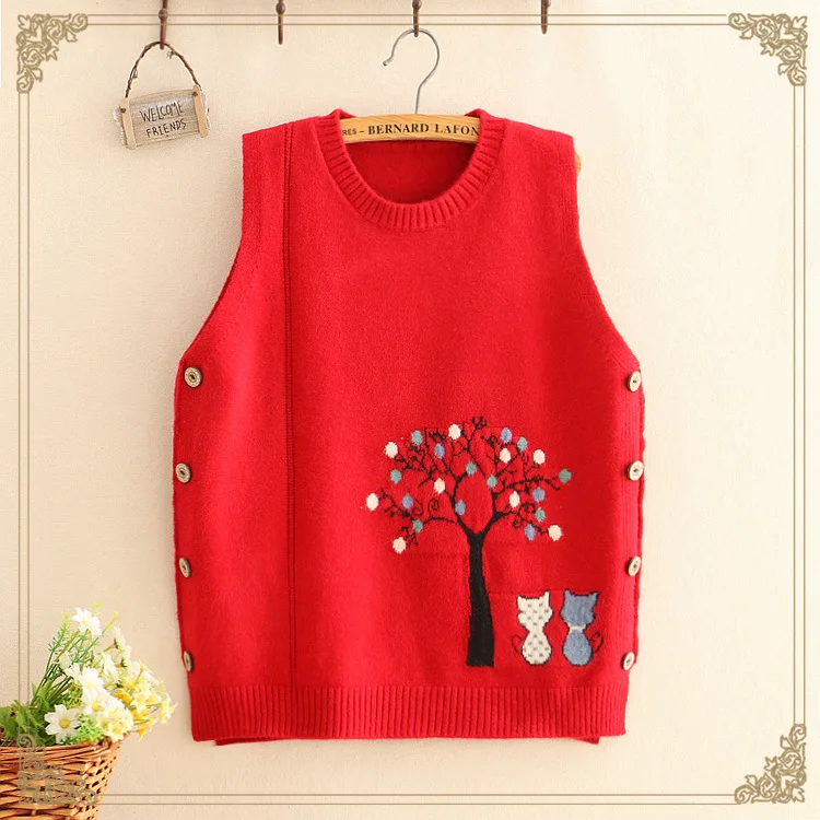 Ретро-свитер с круглым вырезом жилет женский свободный пуловер свитер 2019 весна и