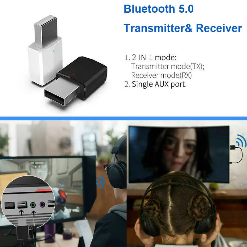 Фото 2 in 1 Wireless Bluetooth 5.0 Audio Transmitter Receiver Adapter USB AUX/RCA Stereo Music For Home Car PC Phone Device Электроника 2 in 1 Wireless Bluetooth 5.0 Audio Transmitter Receiver Adapter USB AUX/RCA Stereo Music For Home Car PC Phone Device Электроника