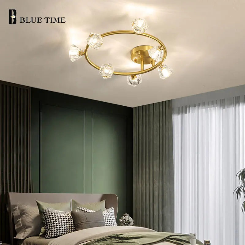

Copper Body Modern Led Ceiling Light For Living room Bedroom Dining room Kitchen Home Ceiling Lamp Luminaires Three color lights