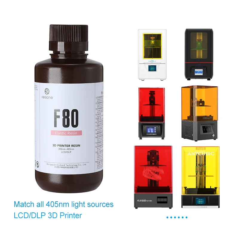 Resione F80 500g Elastic Dental Gum-Like 3d Resin For Elegoo Anycubic 405nm UV Resin 3D Printer SLA DLP LCD