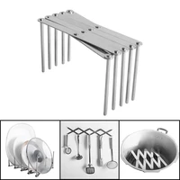 kitchen utensil organizer stainless steel spoon holder storage rack pot lid plate holder rack 4 sectional adjustable extended
