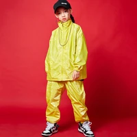 kid kpop hip hop clothing print zip up windbreaker jacket top streetwear jogger pants for girl boy jazz dance costume clothes