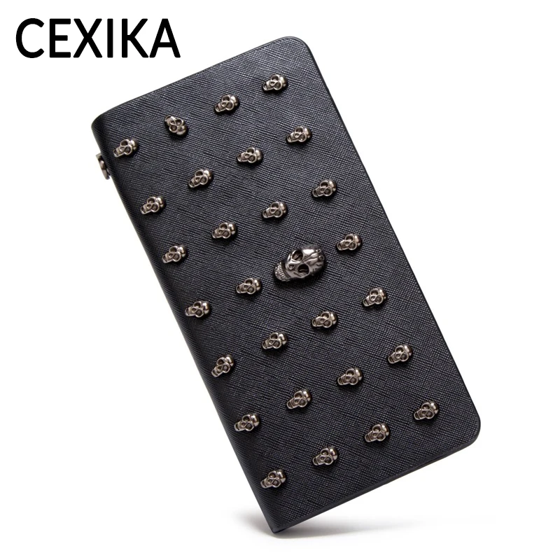 

Винтаж череп кошельки Для женщин мужчин длинный рок панк бумажник с застежкой-молнией Скелет Сумочка, клатч, держатель для карт, сумочки изв...