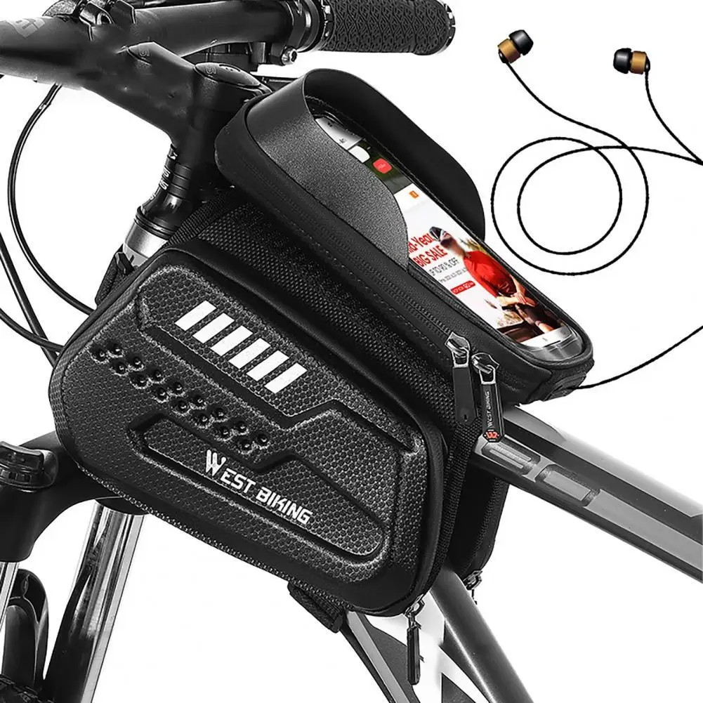 

50% HOT SALES！！！New Arrival Bicycle Bag Waterproof Touchscreen Phone Case Double Side Pockets EVA Hard Shell Top Tube Bike Frame