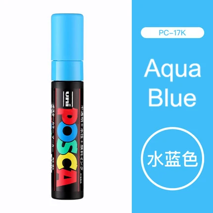 Water blue Один кусок Uni Posca PC-17K краска маркер ручка-Экстра Широкий Tip-15mm 8 цветов доступны rotulador - Цвет: Water blue