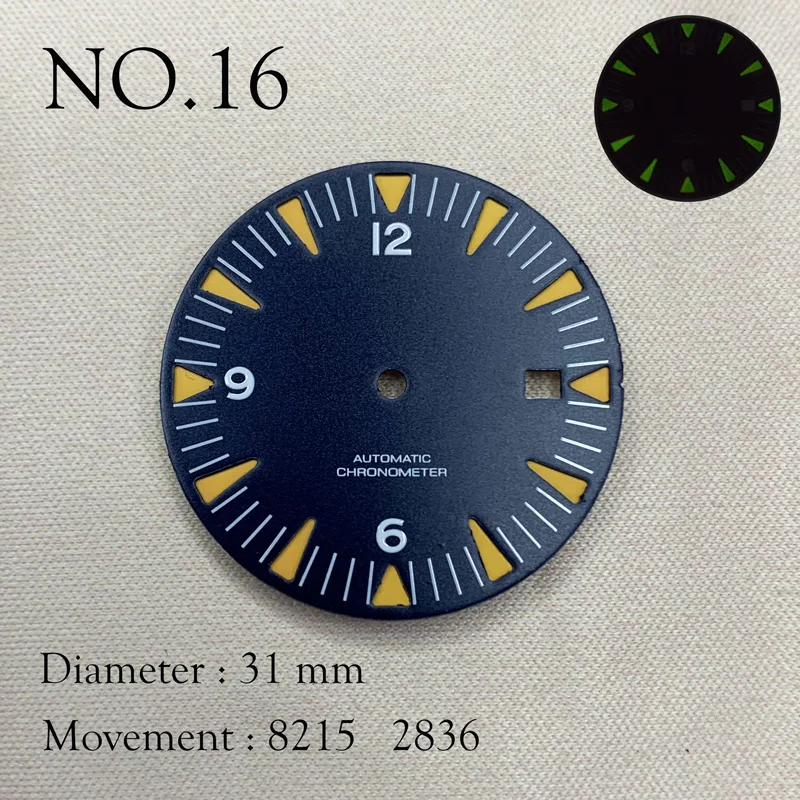 

NO LOGO 2836 2824 Mingzhu 2813 2836 Miyota 8215 821A movement Watch Dial 28.5-31mm Sterile Dial Luminous NH35 NH36 NO.16