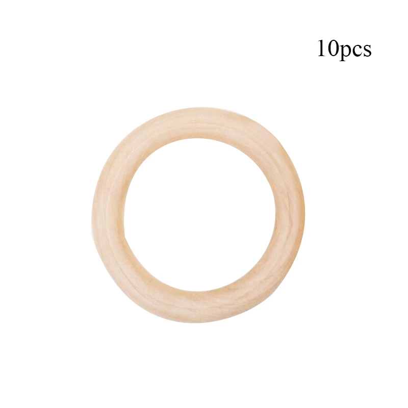 

10pcs 55mm/65mm Wooden Baby Teething Rings Infant Teether Toy DIY Accessories For 3-12 Month Infants Tooth Care Products