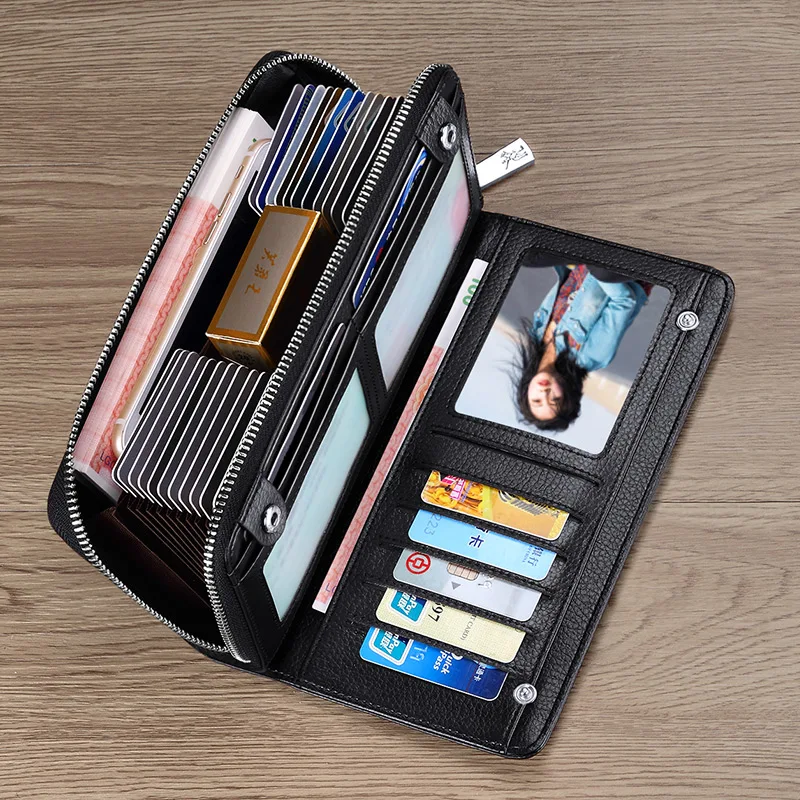 Кошелек из натуральной кожи большой емкости Высококачественная сумка коровьей