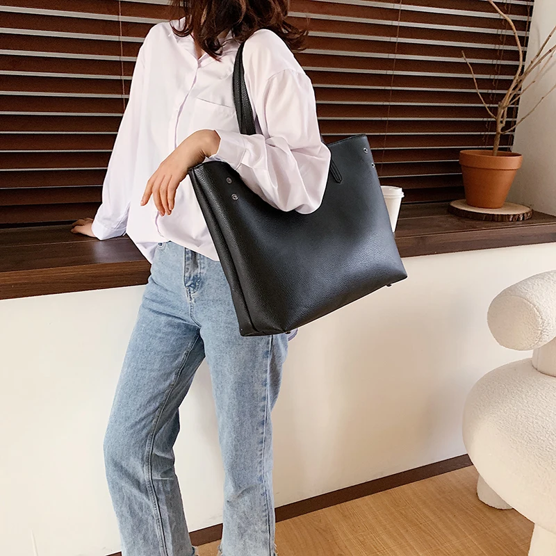 

High Quality Women Large Capacity Handbags Tote Bag Fashion Ladies Pu Leather Shoulder Messenger Bags Casual Female Shopping Bag