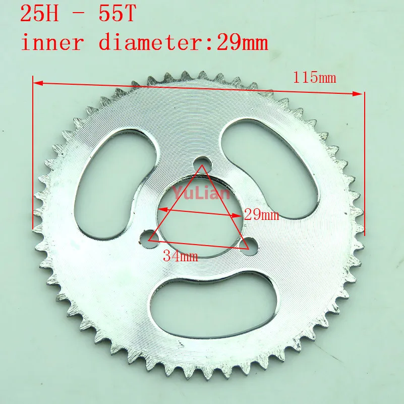 Задняя звездочка T8F 38T 25H 55T 65T 80T 29 мм для 47CC 49CC Mini Moto ATV Quad внедорожный карманный