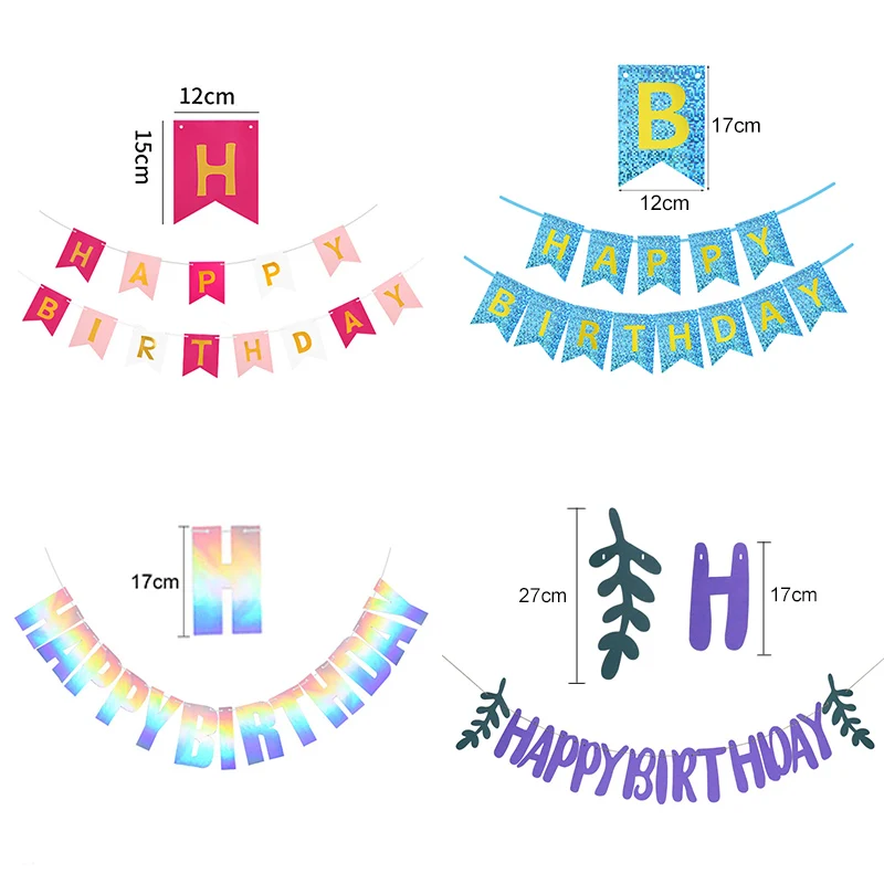 Happy Birthday Banner Leaf Alphabet Banner Garland Flags Bunting Happy Birthday Party Decoration Baby Shower Decorations images - 6