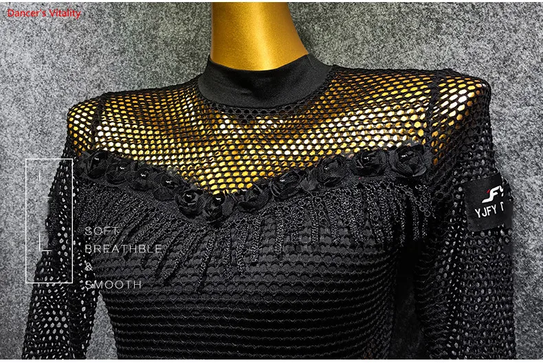 

Latin Dance Dress Adults Black Open Back Perspective Mesh Competition Dresses Samba Dancing Costumes Clothes Stage Wear