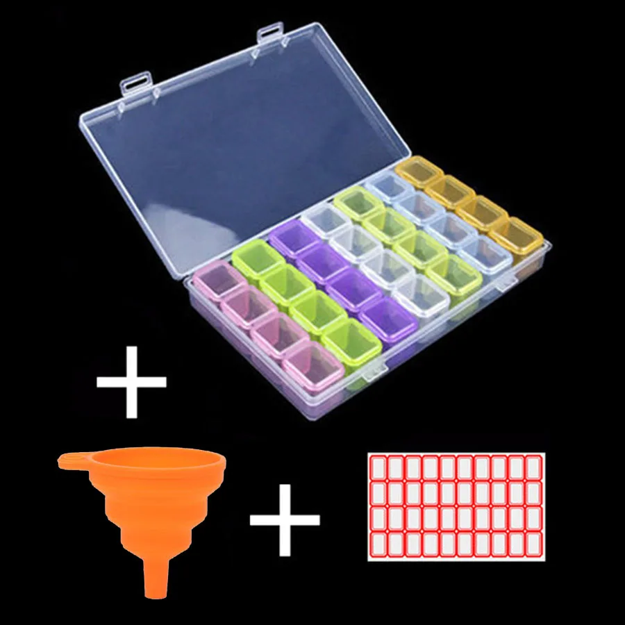 

Ящик для хранения 56/28 клетки пластиковых наклеек Воронка комплекты для алмазного живопись вышивка аксессуары контейнер для инструментов к...