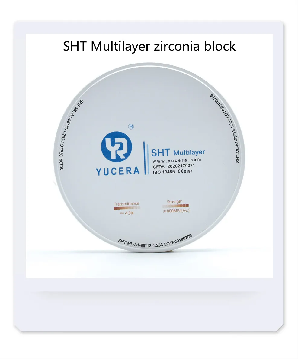 YUCERA SHT Multilayer Zirconia Block Products Zirconium Blocks Blank for CAD CAM Lab Materials