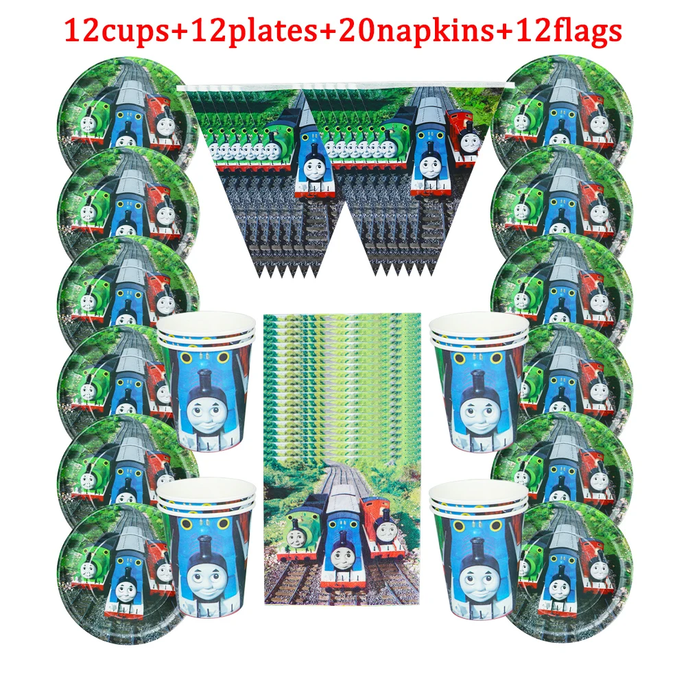 56pcs/Lot Disposable Tableware Thomas Friends Birthday Party
