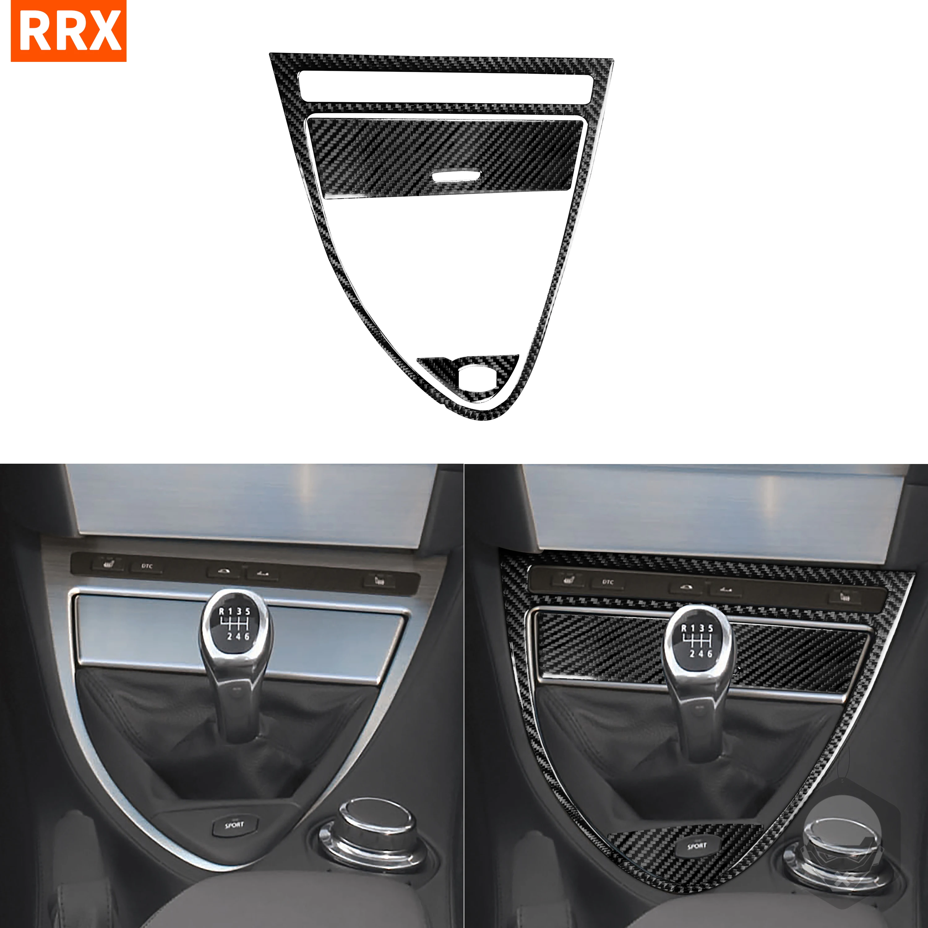 

For BMW 6Series E63 E64 2004-2010 Black Carbon Fiber Stickers Manual Shift Frame Storage Box Button Panel Car Accessories