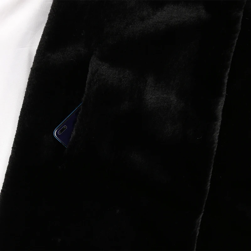 Nerazzurri Высокое качество зимнее длинное черное пальто из искусственного меха для