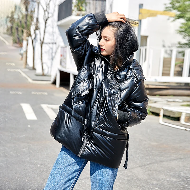 Zqlz 2019 зимний пуховик с капюшоном женский плюс размер свободная повседневная