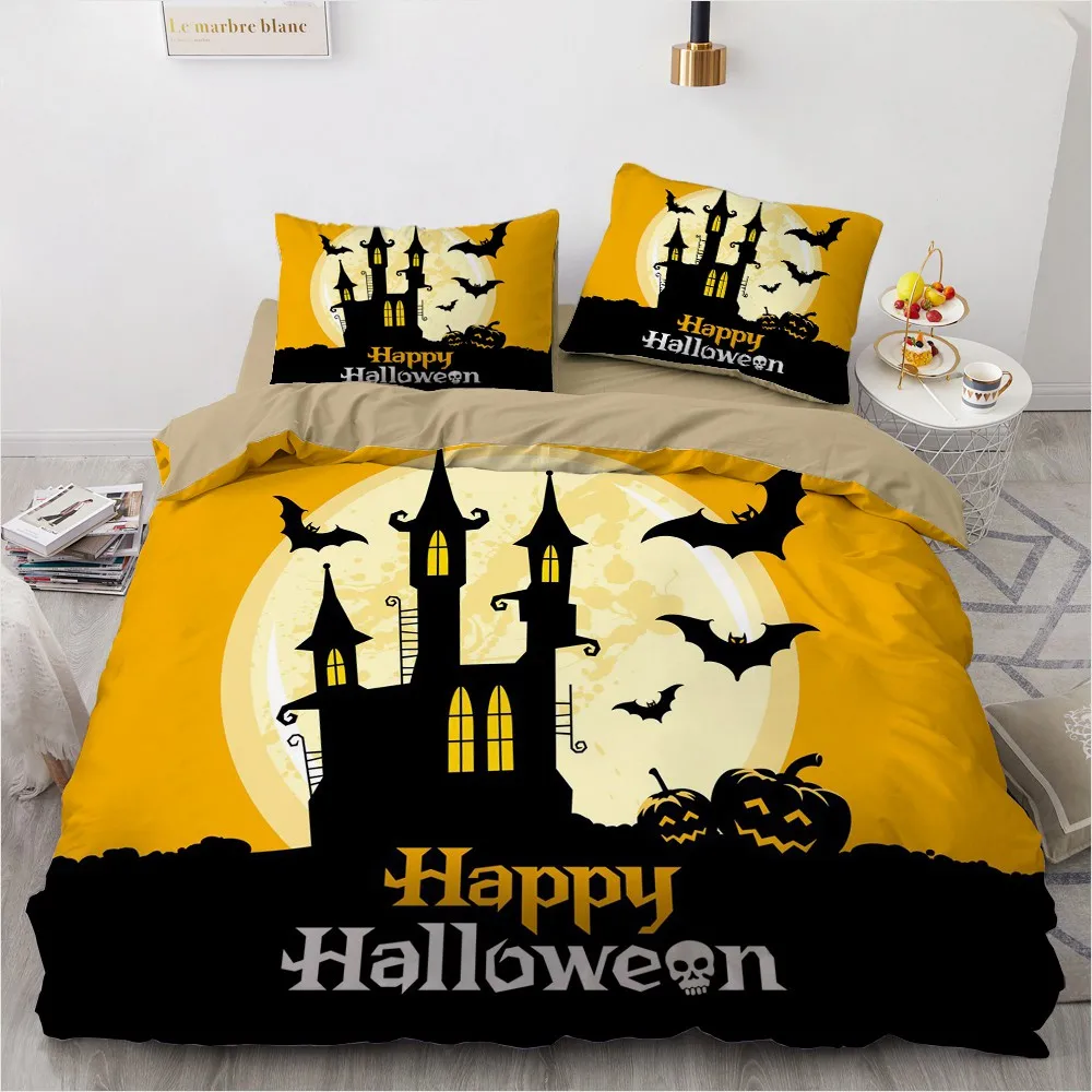 

Cartoon Bedding Sets Children Bedlinen Single Twin Full Queen King Duvet Cover Bedclothes Kids baby Black Pillowcase Halloween