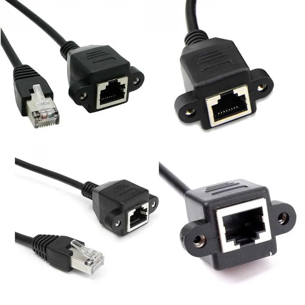 

Cat6e Network Cable Male To Female With Screw Male To Female Ethernet LAN Network Extension Cable Screw Panel Mount