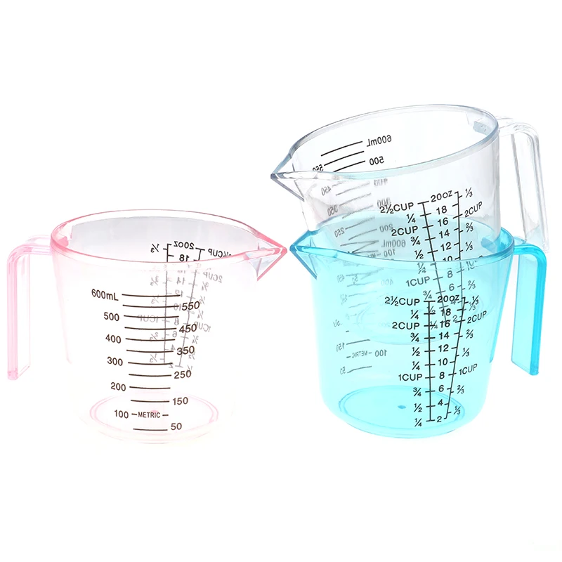 Мерная чашка из прозрачного пластика розовая/синяя/прозрачная 150/300 мл|Мерные