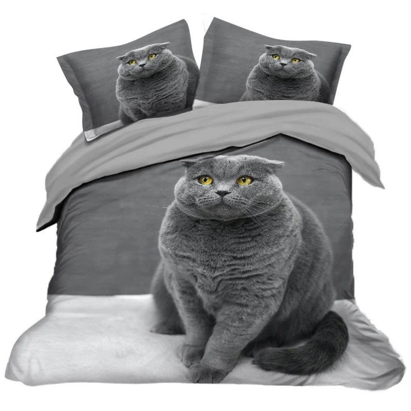 

150x200 220x240 Bedding Set Cat Printed Winter Duvet Quilt Cover Pillowcase Soft Single Twin Double Queen King