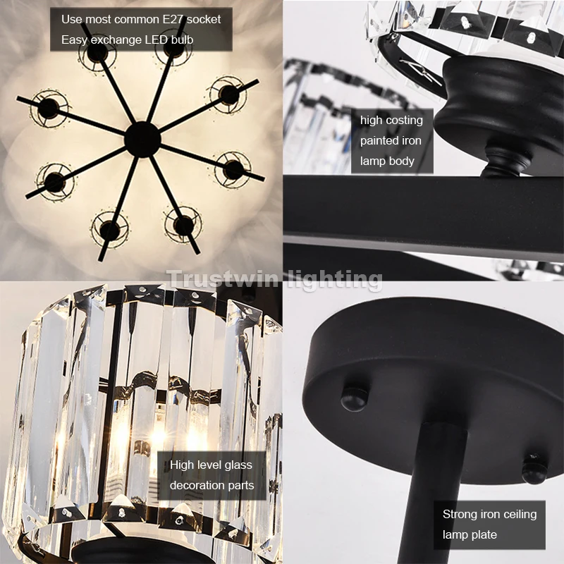 Американский кантри Лофт стеклянный Хрустальный подвесной светильник