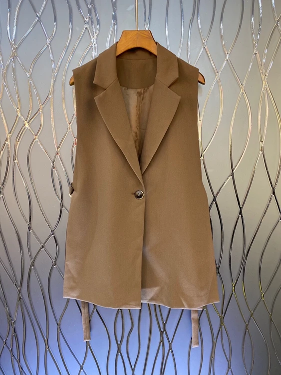 

2020 autumn and winter new women's short cardigan jacket + lapel sleeveless vest two-piece 1010