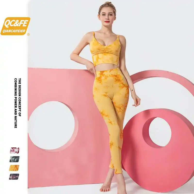 

Vital Women Sport Suit Yoga Set Gym Print New Workout Nylon Clothes Fitness Crop Top + High Waist Energy Seamless Leggings