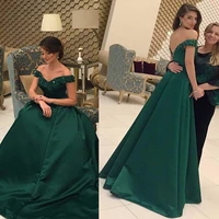 arabic style sexy backless evening prom gown sweetheart cap sleeve beaded crystal a line green satin mother of the bride dresses