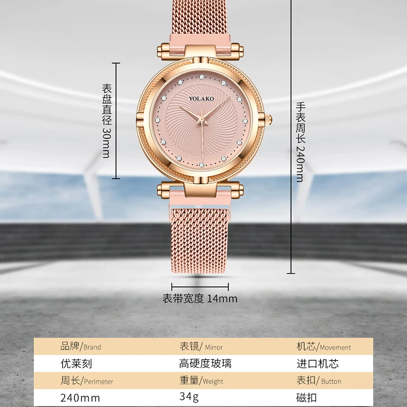 

Fashion Ladies Elegant Watches High-End Analog Business Mesh Strap Watches High-End Brand Stainless Steel Ladies Quartz Watches