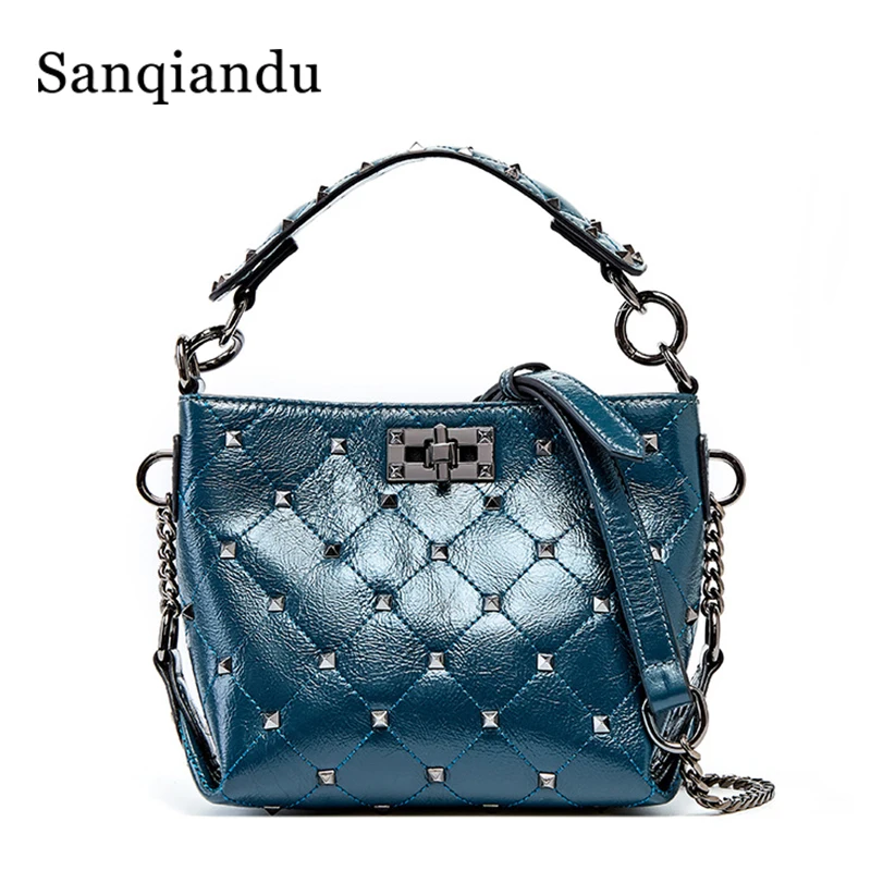 

Women Real Leather Bucket Bag Lady Genuine Leather Shoulder Bags Girls Mini Crossbody Bags Cowhide Small Women Bag Famous Brand