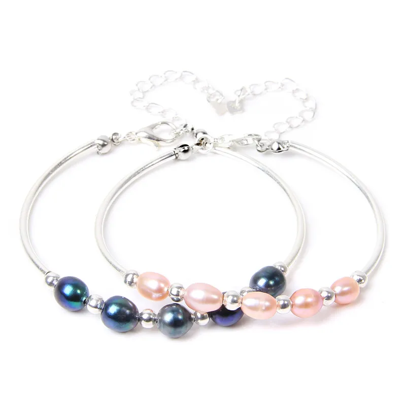 Женский браслет из серебра 925 пробы с натуральным пресноводным жемчугом |