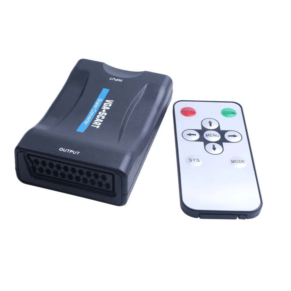 Переходник VGA на SCART цифровой преобразователь сигнала ТВ с кабелями и пультом