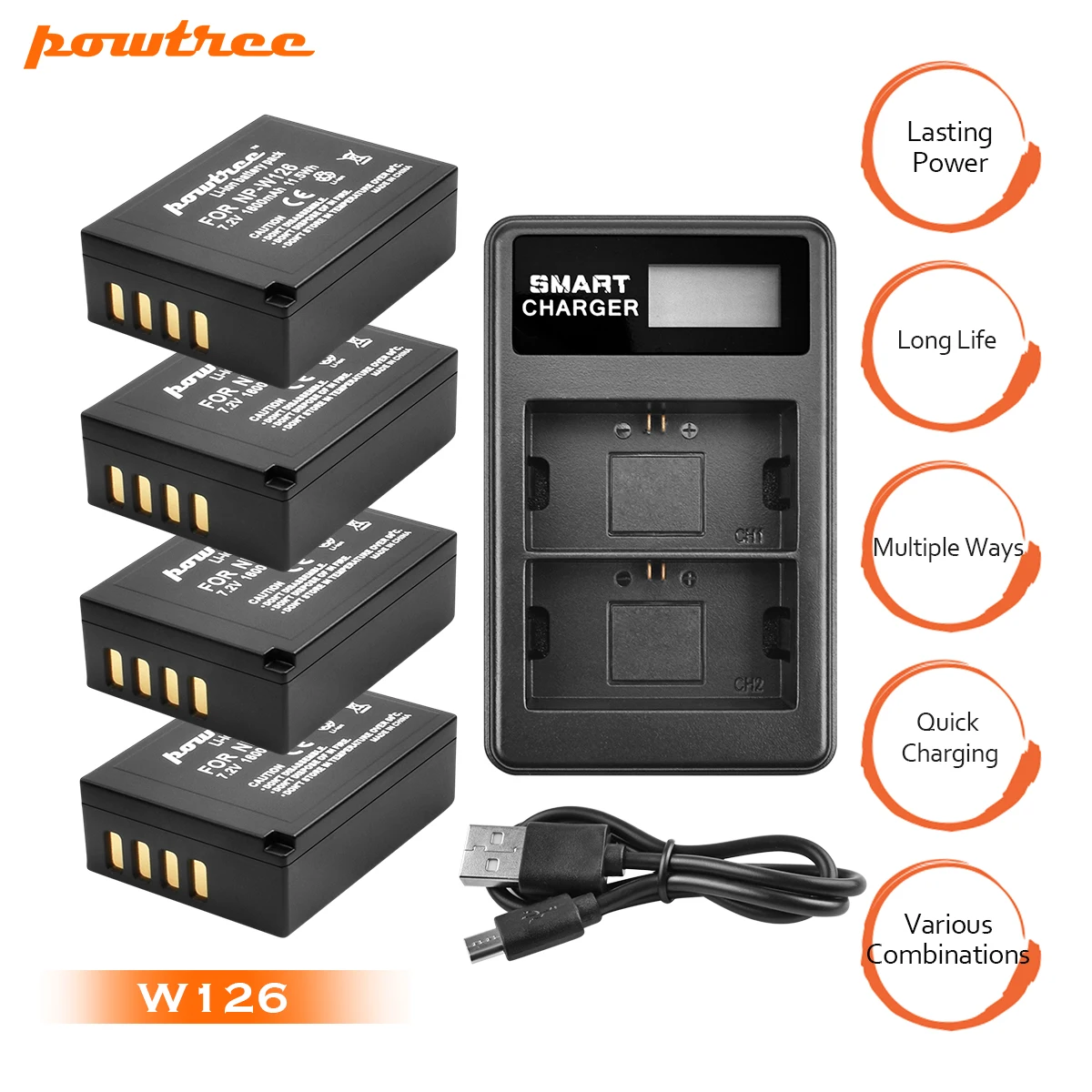 

Powtree NP-W126s CP-W126 Camera Battery for Fujifilm X-A1 X-A2 X-E1 X-E2 X-Pro1 X-T10 X-T20 X-T2 X-M1 X-T3 HS30EXR HS33EXR XPRO1