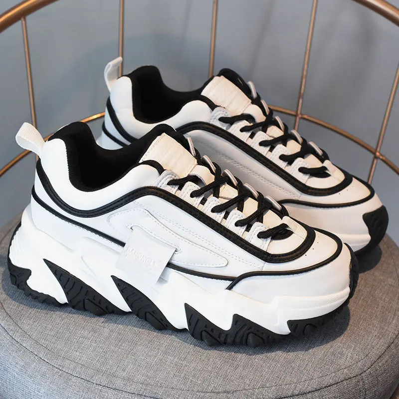 

Брендовые кожаные женские кроссовки для бега, обувь на платформе, женские кроссовки на шнуровке, женская спортивная дышащая обувь для женщи...