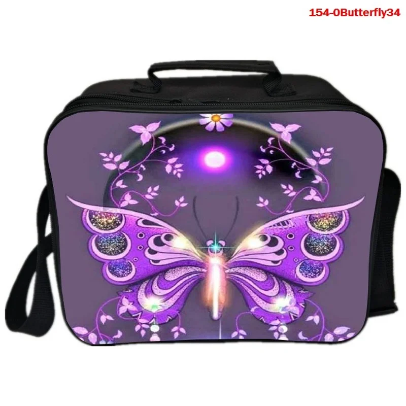 

Large Capacity Picnic Bags Oxford Cloth Butterfly 3D Printing Adjustable Zipper Handle Shoulder Lunch Bag Camping Storage Bags
