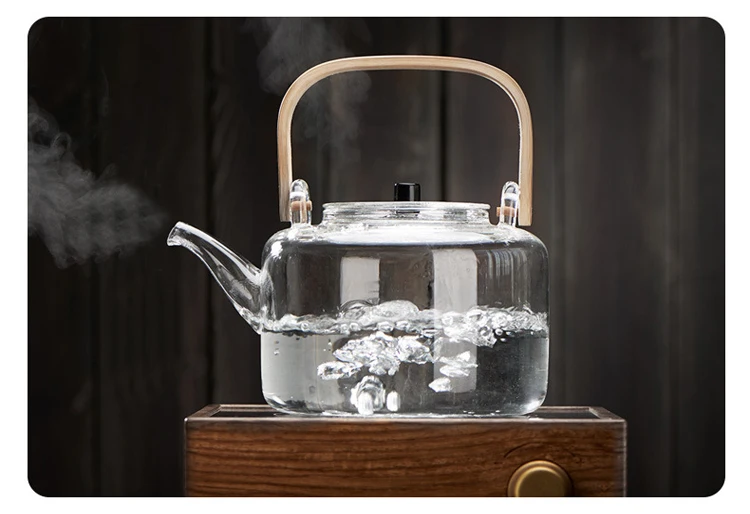 

1100ml Glass Teapots Heat-resistant Explosion-proof Boiled Teapot Kung Fu Tea Set Boiled Water Special Bamboo Handle Beam Pot