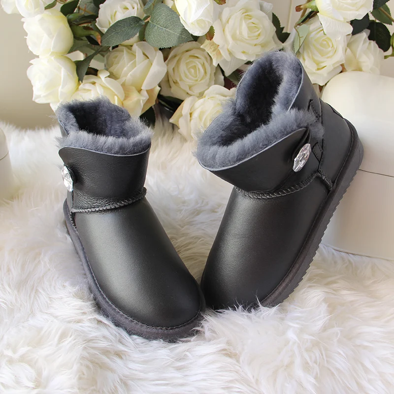 Новинка; зимние ботинки из натуральной овечьей кожи; натуральный мех; Botas Mujer; Коллекция года; Натуральная шерсть; теплые зимние ботинки; Модные женские ботильоны - Цвет: Metal Grey
