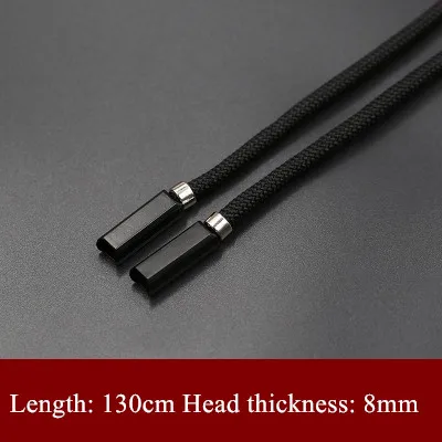 black 1 шт., 130-140 см, полиэфирная плоская веревка, декоративная витая веревка для повседневного ношения, спортивные штаны, пояс для талии, плащ, кепка, веревка - Цвет: black